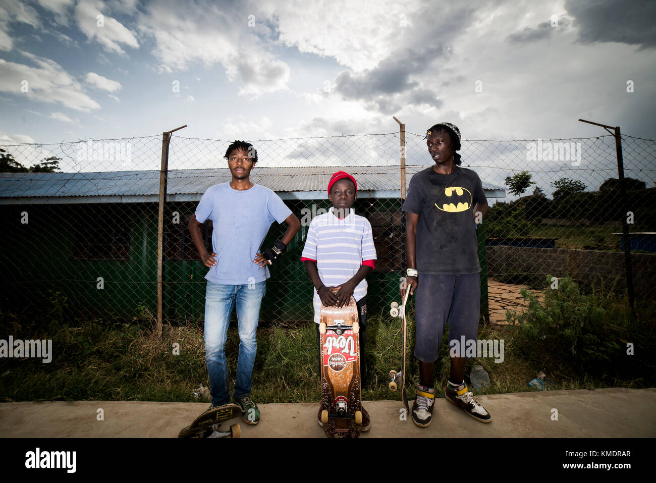 Nairobi, Kenya July 12, 2017. A group of skaters poses with their