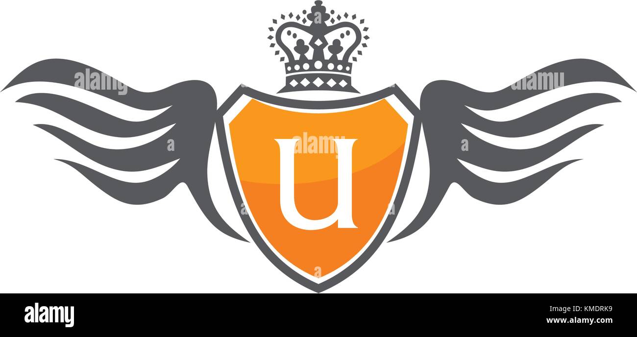 Wing Shield Crown Initial U Stock Vector Image & Art - Alamy