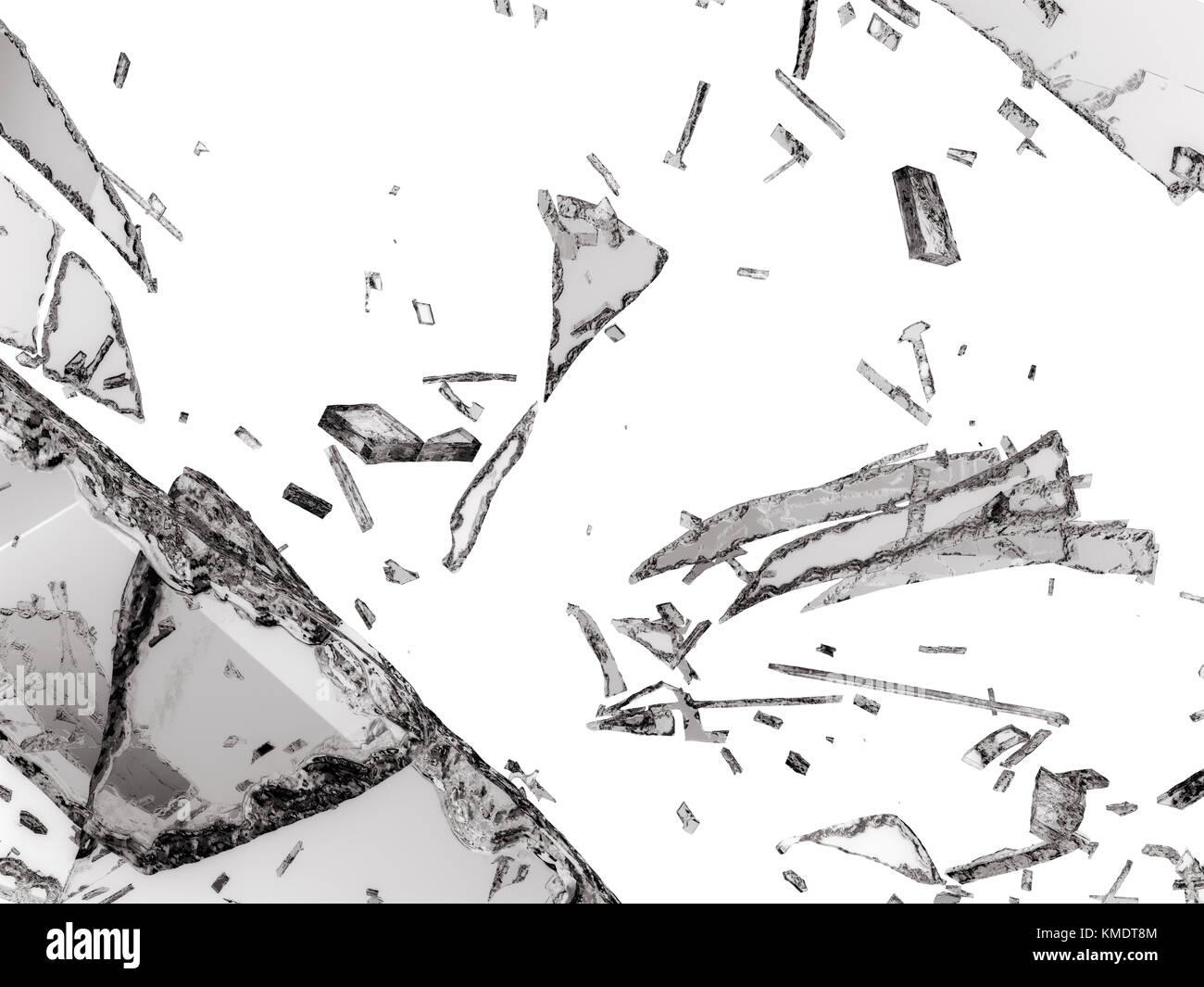 Destructed or Shattered glass isolated over white background Stock ...