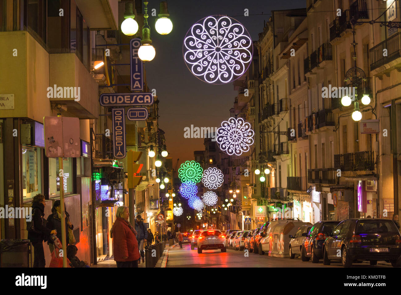 Night Street Tarragona Spain Stock Photo