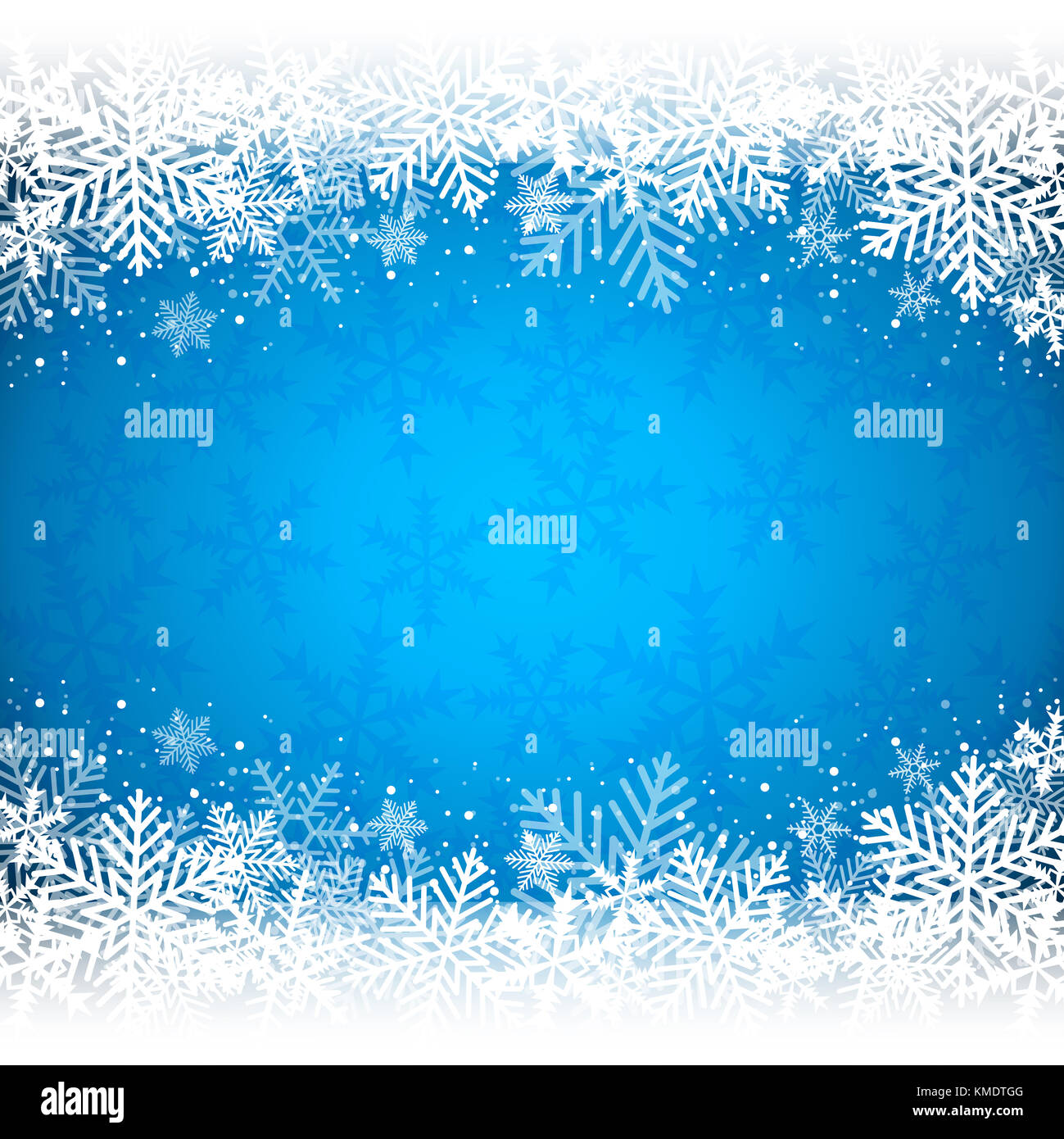 Decorative blue Christmas background with white snowflakes Stock Photo ...