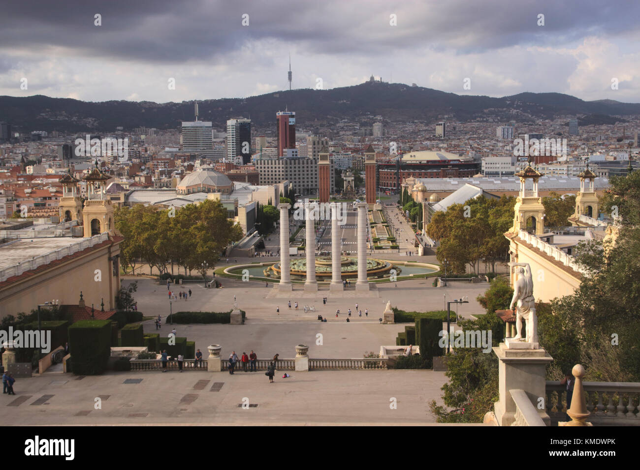 Barcelona cityscape towards Placa d'Espanya 2017 Stock Photo