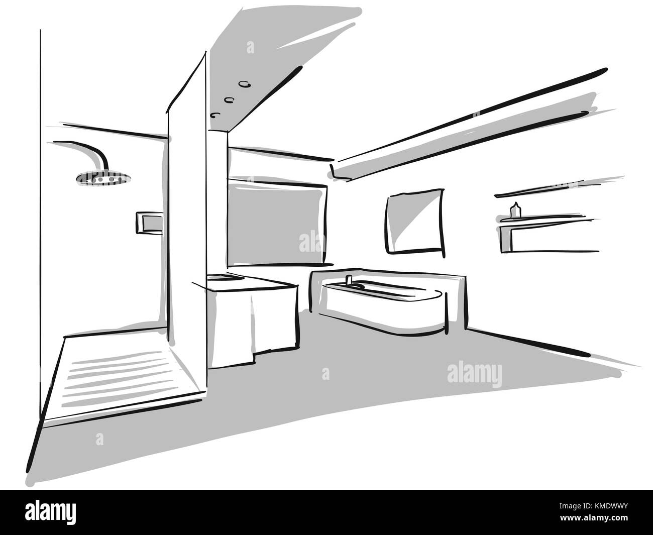 Bathroom design sketch Black and White Stock Photos & Images - Alamy