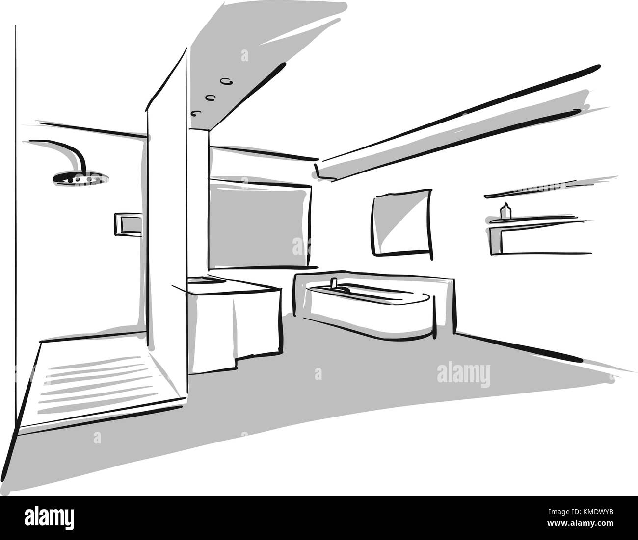Interior bad design sketch. Concept Illustration, Hand drawn vector image. Stock Vector