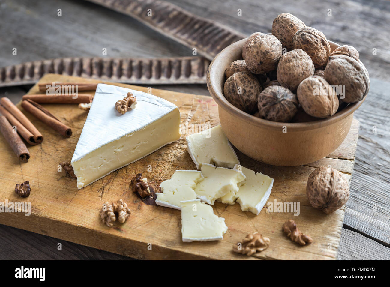 Brie cheese with nuts Stock Photo Alamy