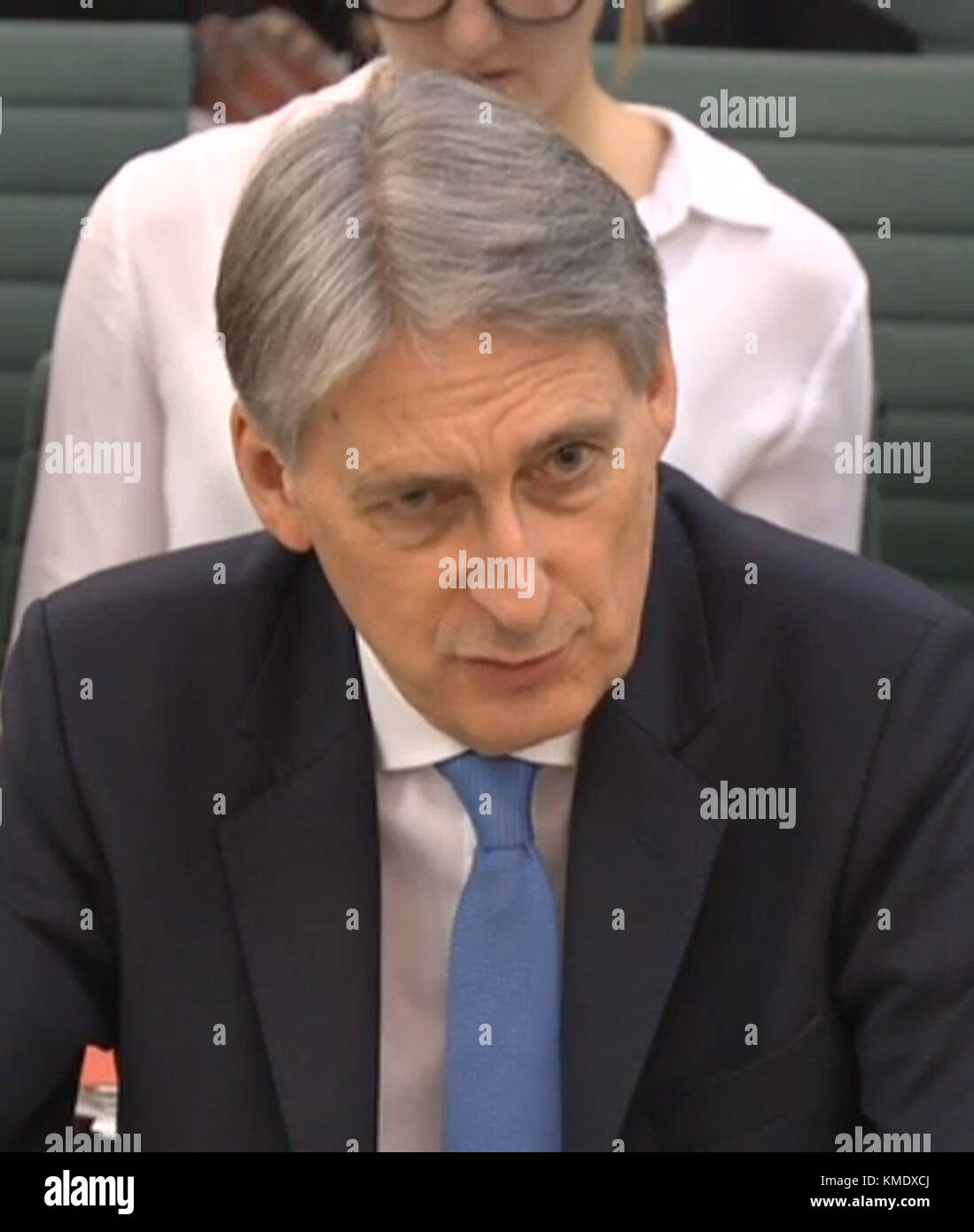 Chancellor of the Exchequer Philip Hammond answering questions in front of the Treasury Select Committee at the House of Commons, London on the subject of the Budget. Stock Photo