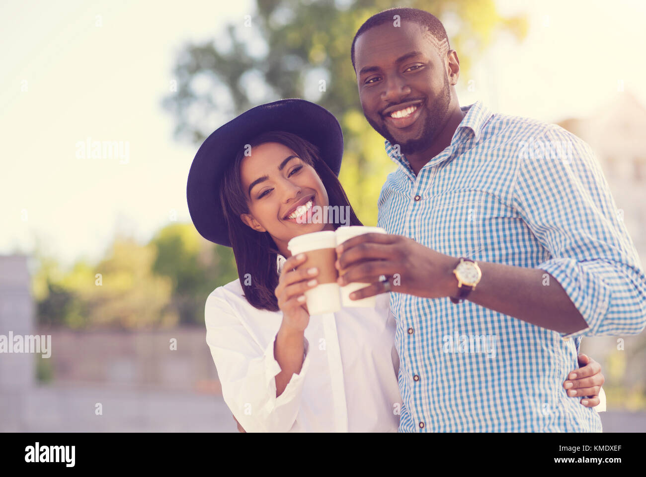 Joyful Positive Couple Having Coffee Stock Photo Alamy Joyful Positive Couple Having Coffee Stock Photo Alamy