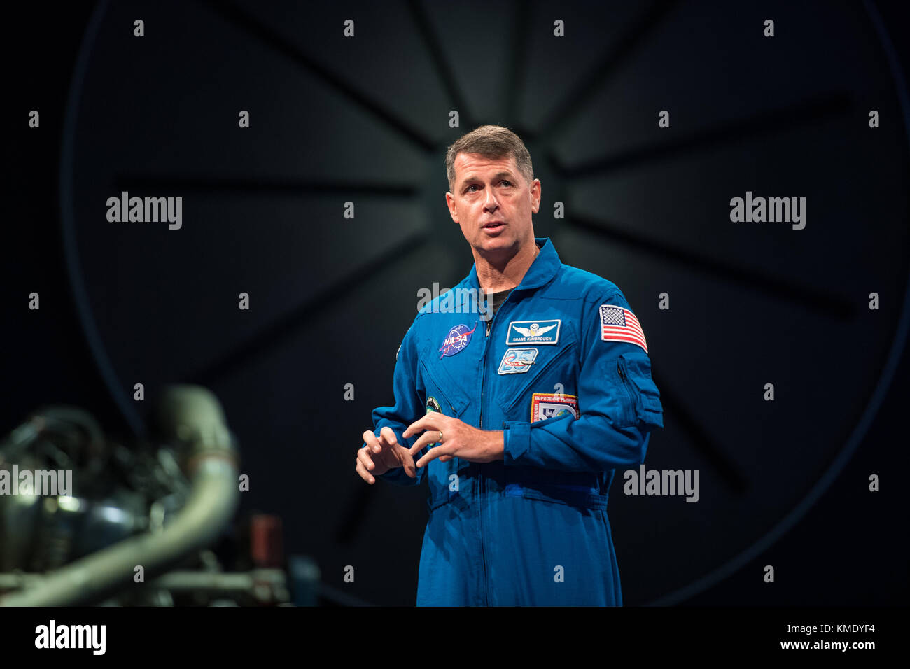 NASA astronaut Shane Kimbrough speaks about his time aboard the International Space Station during Expedition 49 and Expedition 50 at the Smithsonian National Air and Space Museum September 12, 2017 in Washington, DC. (photo by Aubrey Gemignani  via Planetpix) Stock Photo