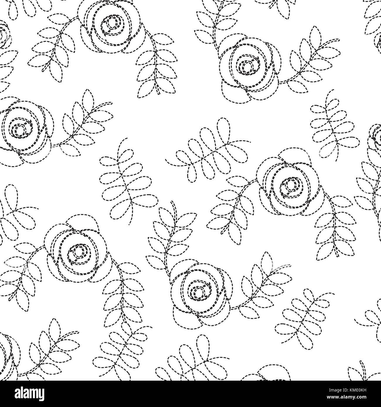 Seamless pattern roses leaves Black and White Stock Photos & Images - Alamy