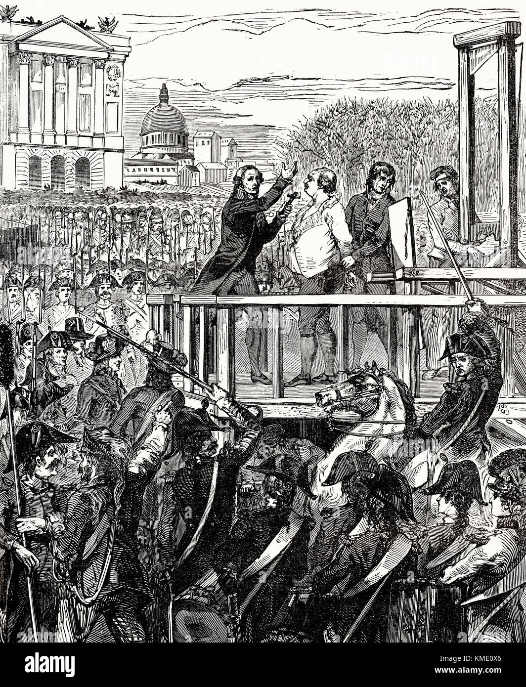Execution of Louis XVI on Monday, 21 January 1793, Place de la Révolution, Paris, France Stock Photo