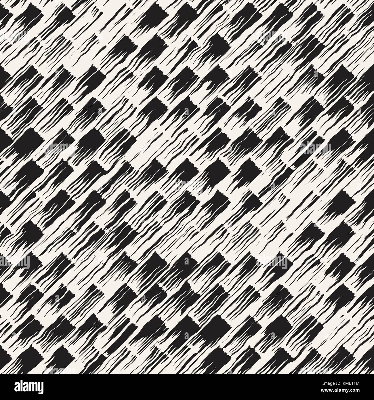 Vector seamless pattern with brush stripes and strokes. Black and white ...