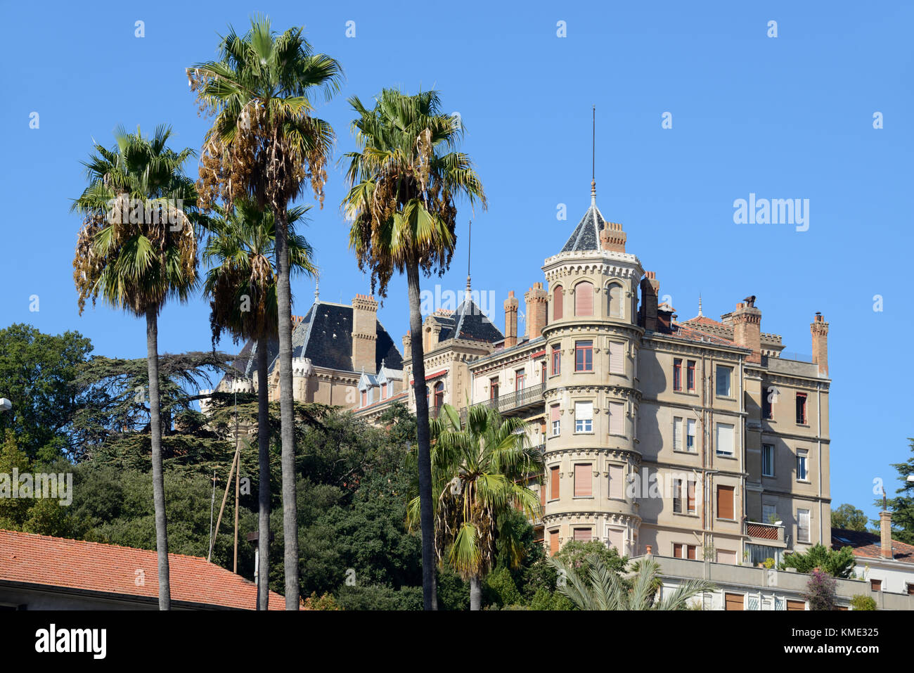 Neo-Gothic Château Vallombrosa (1852-56), once the Hôtel du Park, now Luxury Apartments, Cannes, French Riviera, France Stock Photo