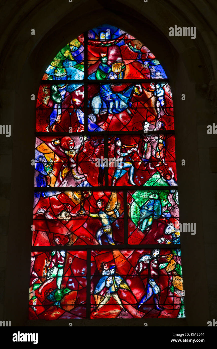 Stained Glass Window by Chagall, Chichester Cathedral Church, UK Stock