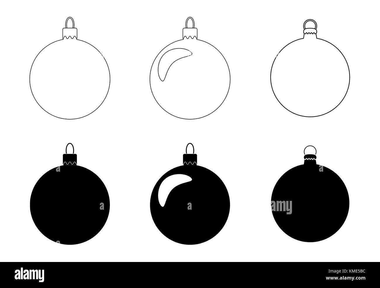 Simple Bauble silhouette set for christmas tree isolated on white background Stock Vector