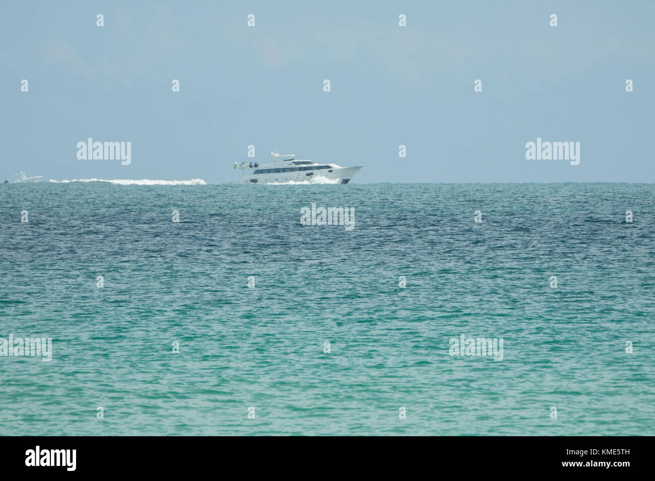 Yacht on ocean at Miami Beach Florida Stock Photo
