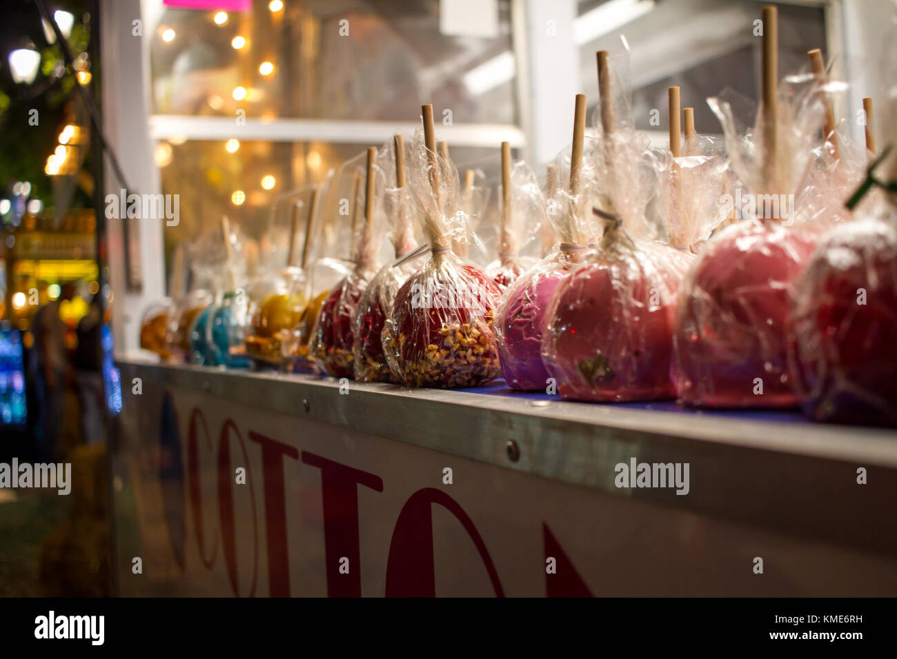 Candy apples for sale Stock Photo