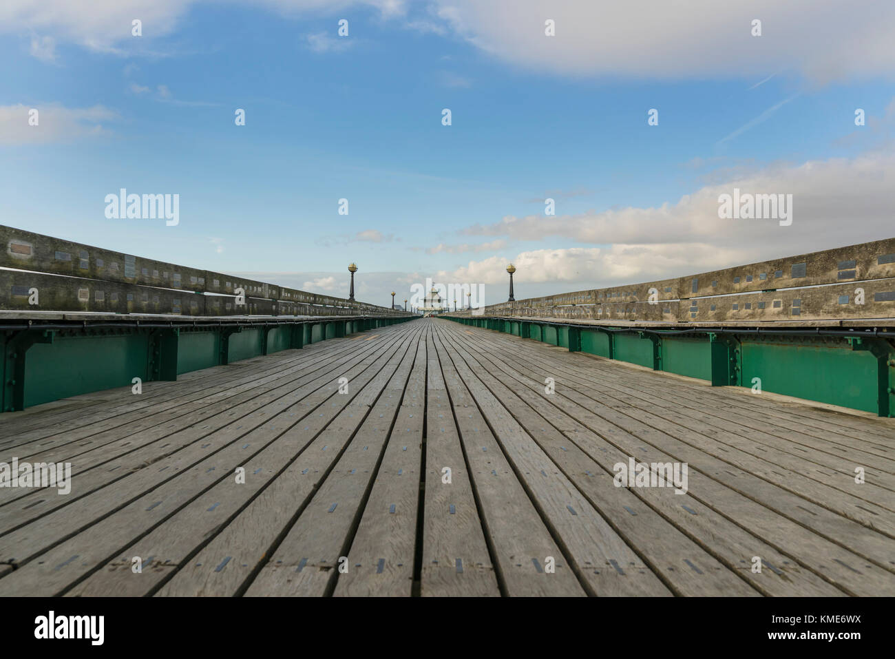 View down the Victorian Pier at Clevedon, Somerset, UK Stock Photo