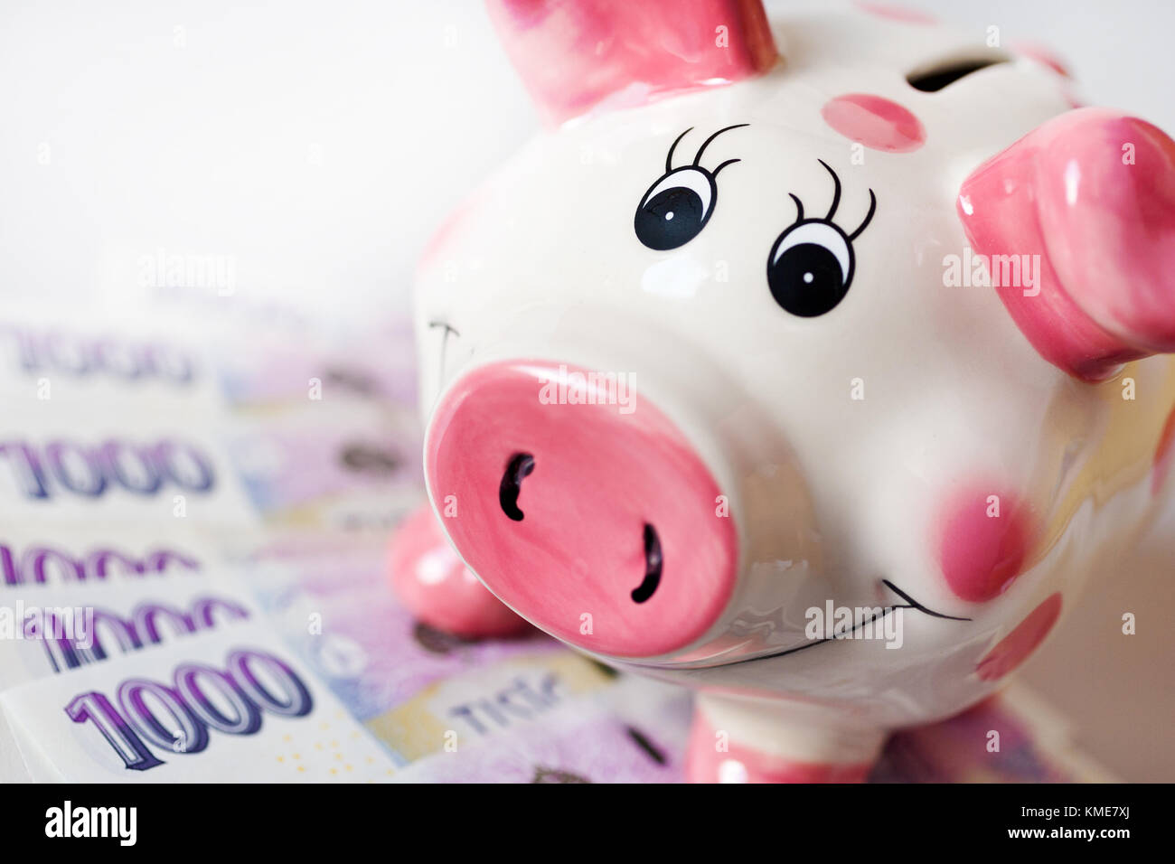 česká ekonomika finance - spoření / prasátko a peníze Stock Photo - Alamy