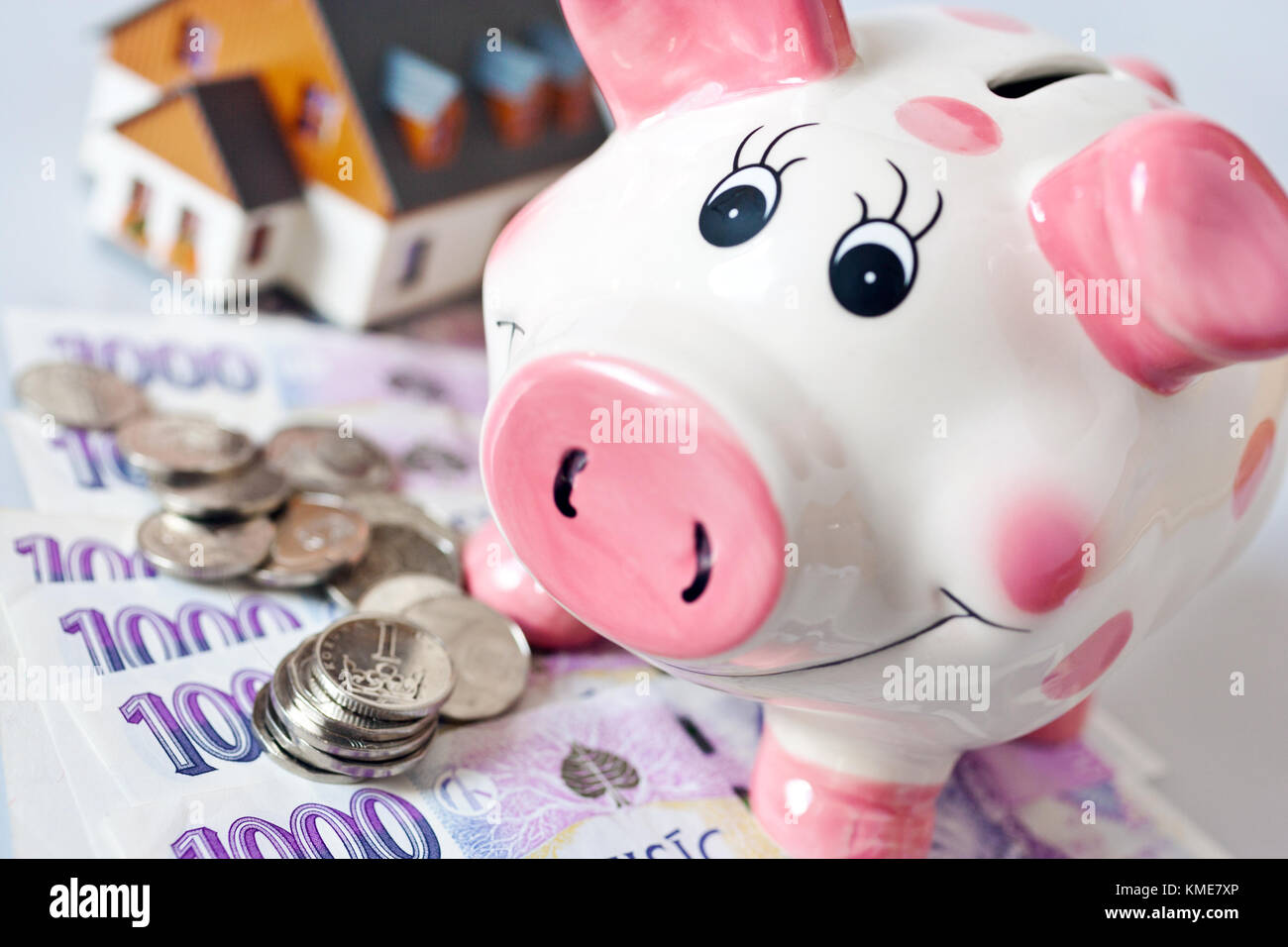 česká ekonomika finance - spoření / prasátko a peníze Stock Photo - Alamy