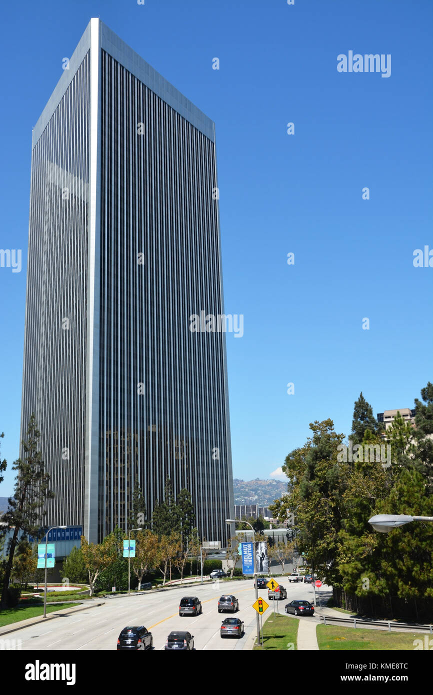 LOS ANGELES, CA - AUGUST 23: Skyscrapers of LA city on August 23, 2013. LA is a capital of the cinema industry Stock Photo