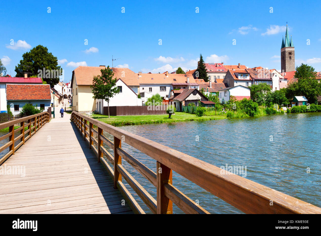 historické centrum přes Telčský rybník, Telč (UNESCO), Kraj Vysočina ...