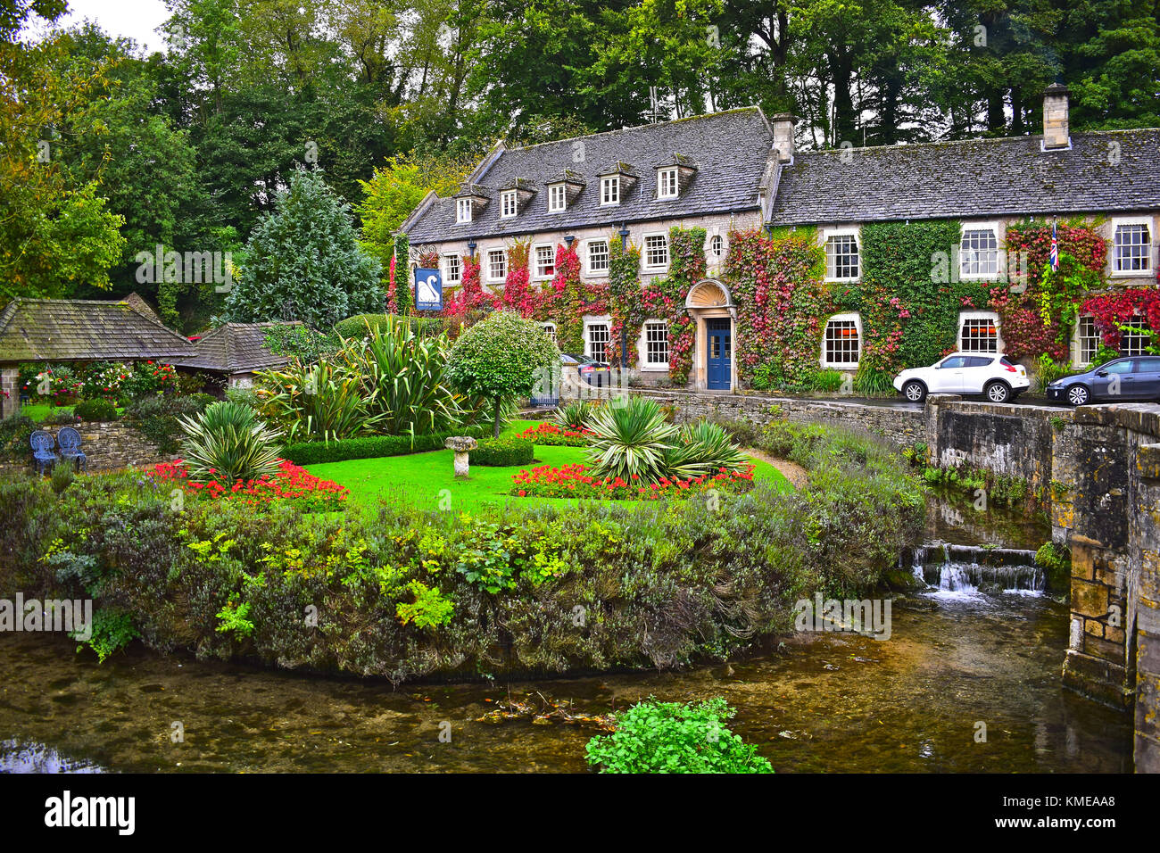 The Swan Hotel in the pretty Cotswolds village of Bibury, England, UK