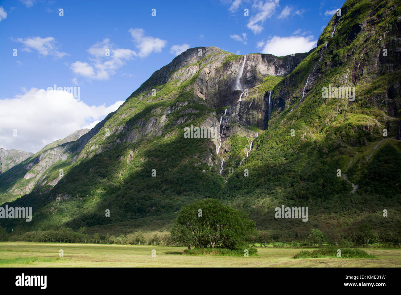 Gudvangen is a village in the municipality of Aurland in Sogn og Fjordane county, Norway. Stock Photo