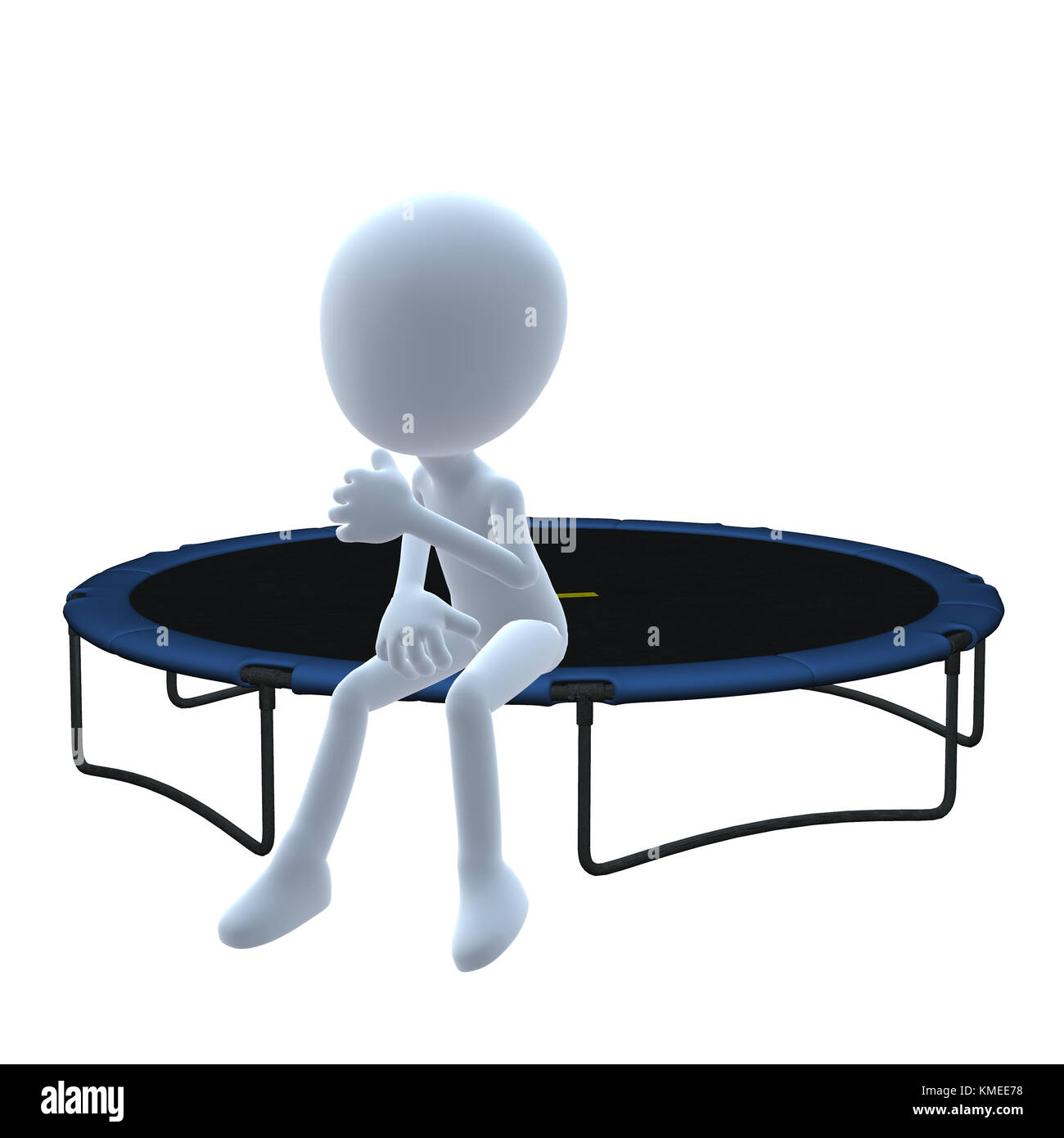 3D guy with trampoline on a white background Stock Photo - Alamy