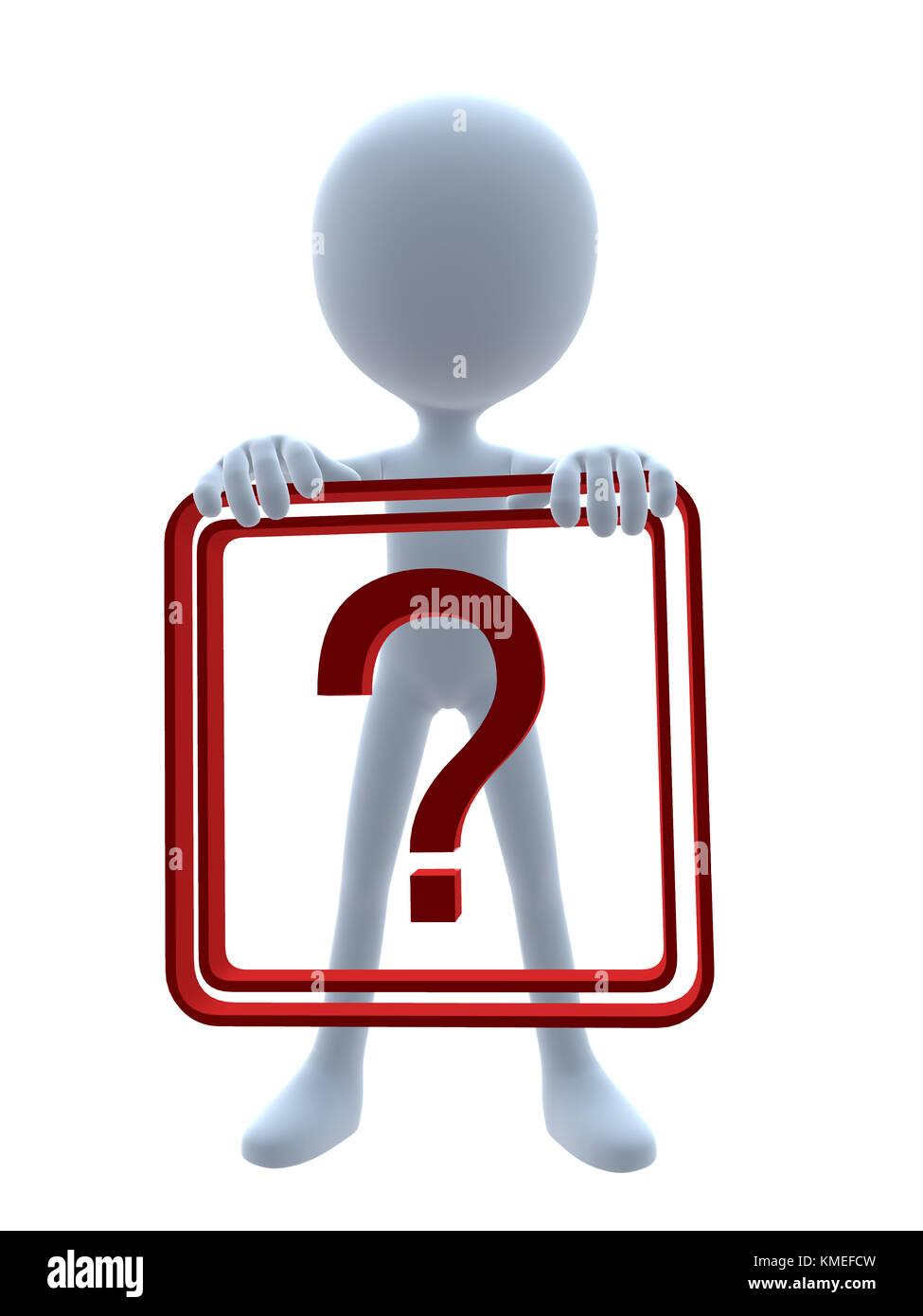 3D guy with a question mark on a white background Stock Photo - Alamy