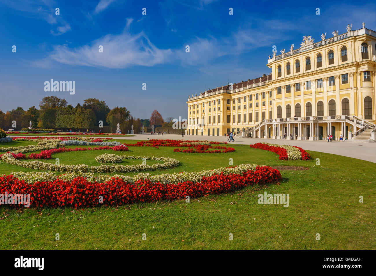 Surrounded area and gardens around the famous Schonbrunn Palace Vienna in Austria, Europe. Stock Photo