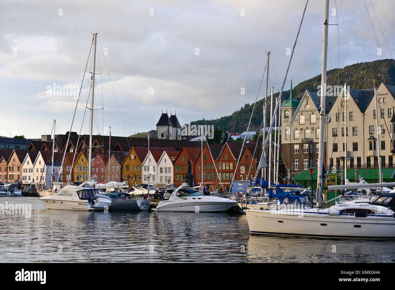 Bryggen street and harbor, Bergen, Norway Stock Photo