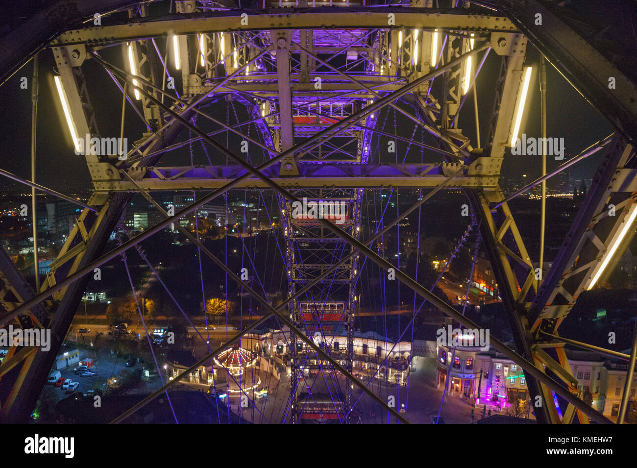 Aerial view of Vienna from the Wiener Riesenrad in Prater. It is a 64. ...