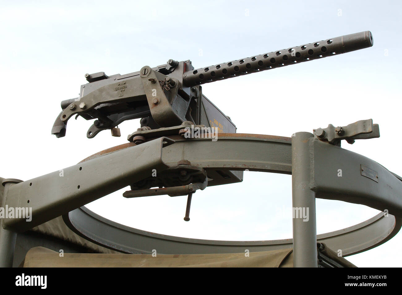 World war 2 era historical M1919 Browning machine gun mounted on a