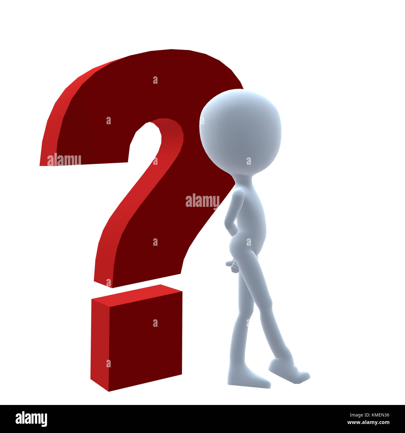 3D guy with a question mark on a white background Stock Photo - Alamy