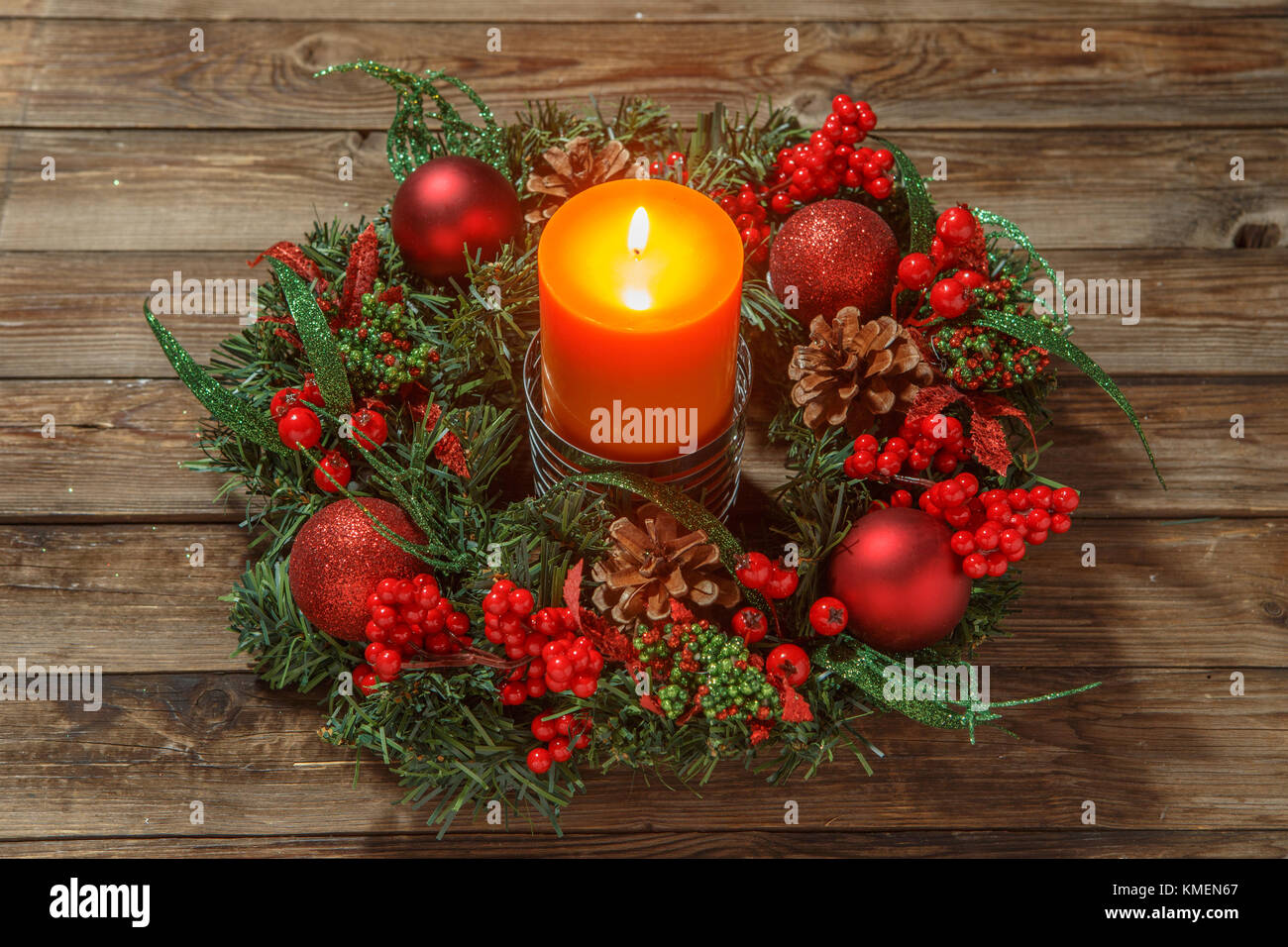 Advent wreath with candle Stock Photo Alamy