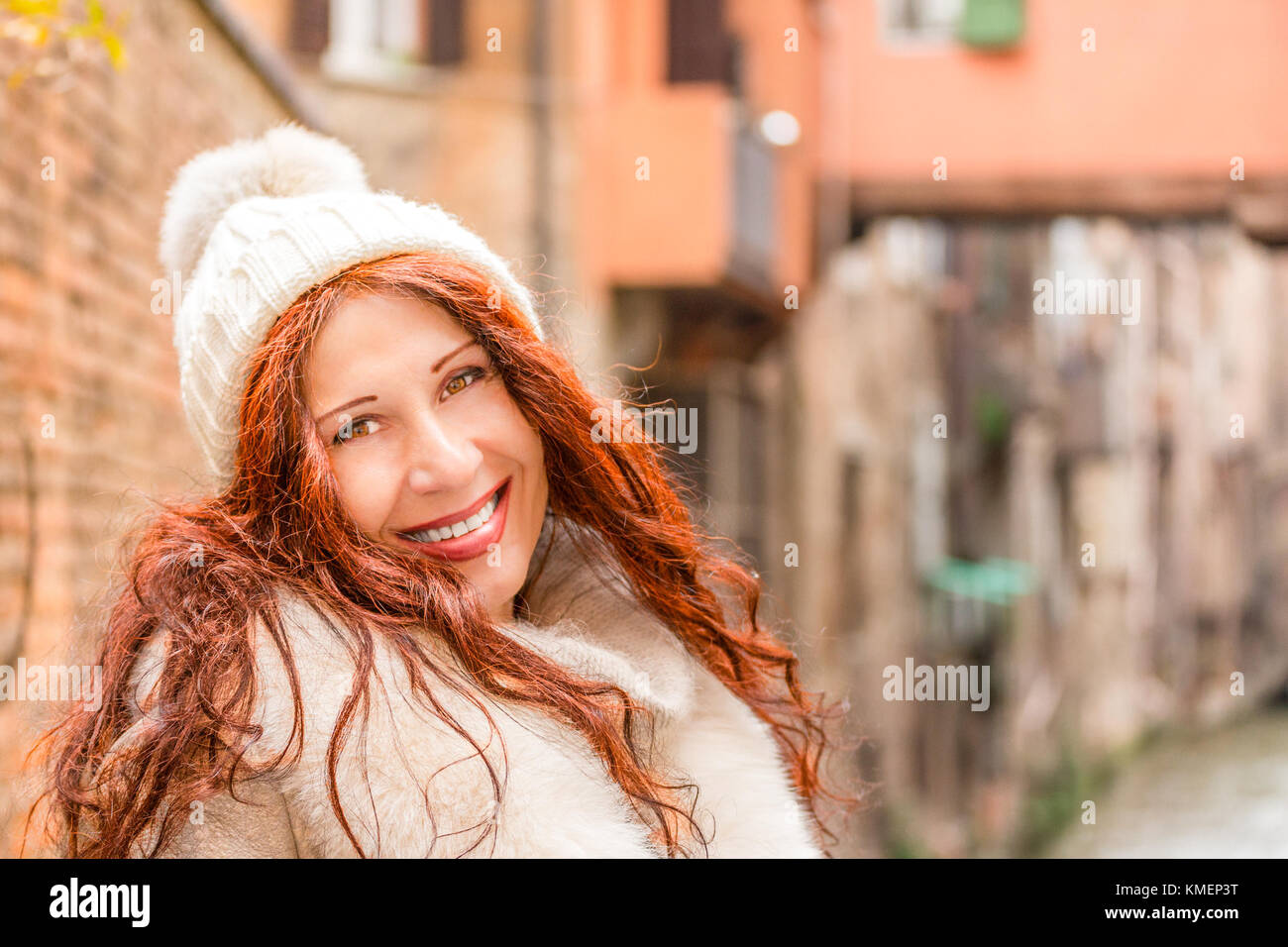 Gorgeous mature woman in town waiting at restaurant table Stock Photo -  Alamy