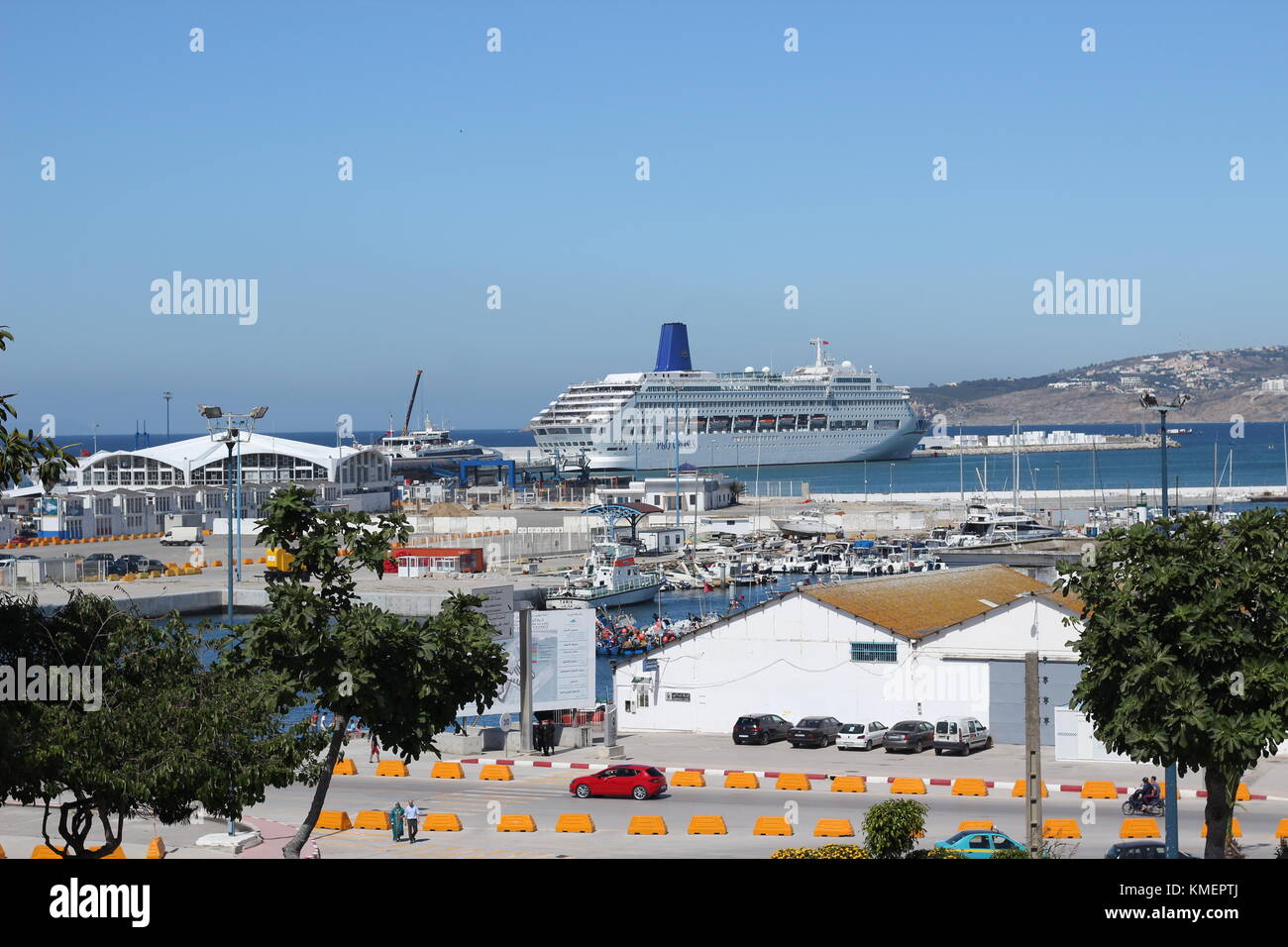 Port / Harbour area of Tangier, Morocco with Oriana cruise ship in port