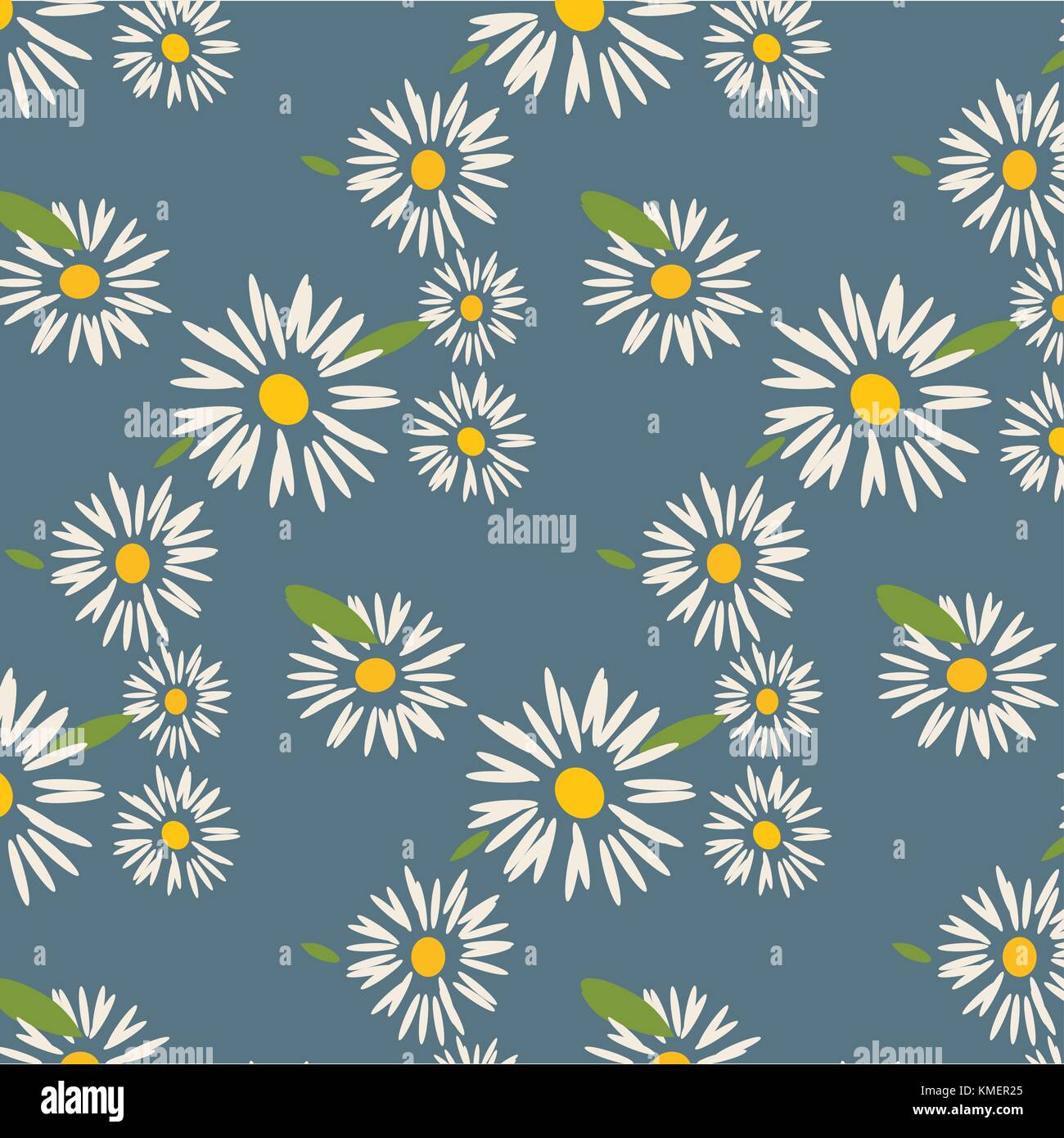 Vector floral pattern in doodle style with flowers and leaves. Gentle ...
