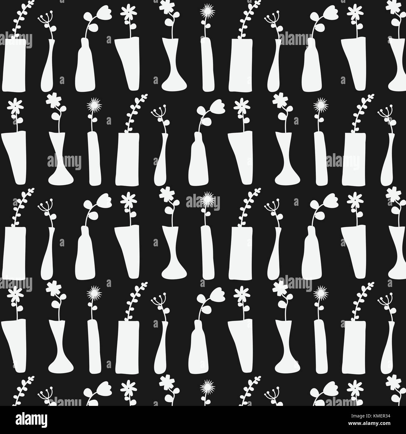 Pattern Hand Drawn Flower In The Vase Stock Vector Image & Art - Alamy