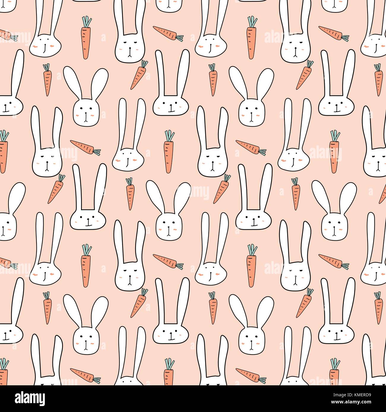 Vector Pattern With Cute Bunnies And Carrots Stock Vector Image & Art ...