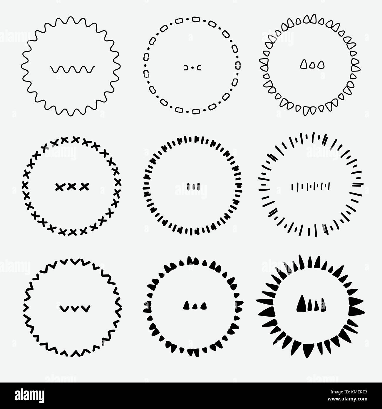 Vector Set Of Round Frames For Decoration. Handmade Vector Illustration ...