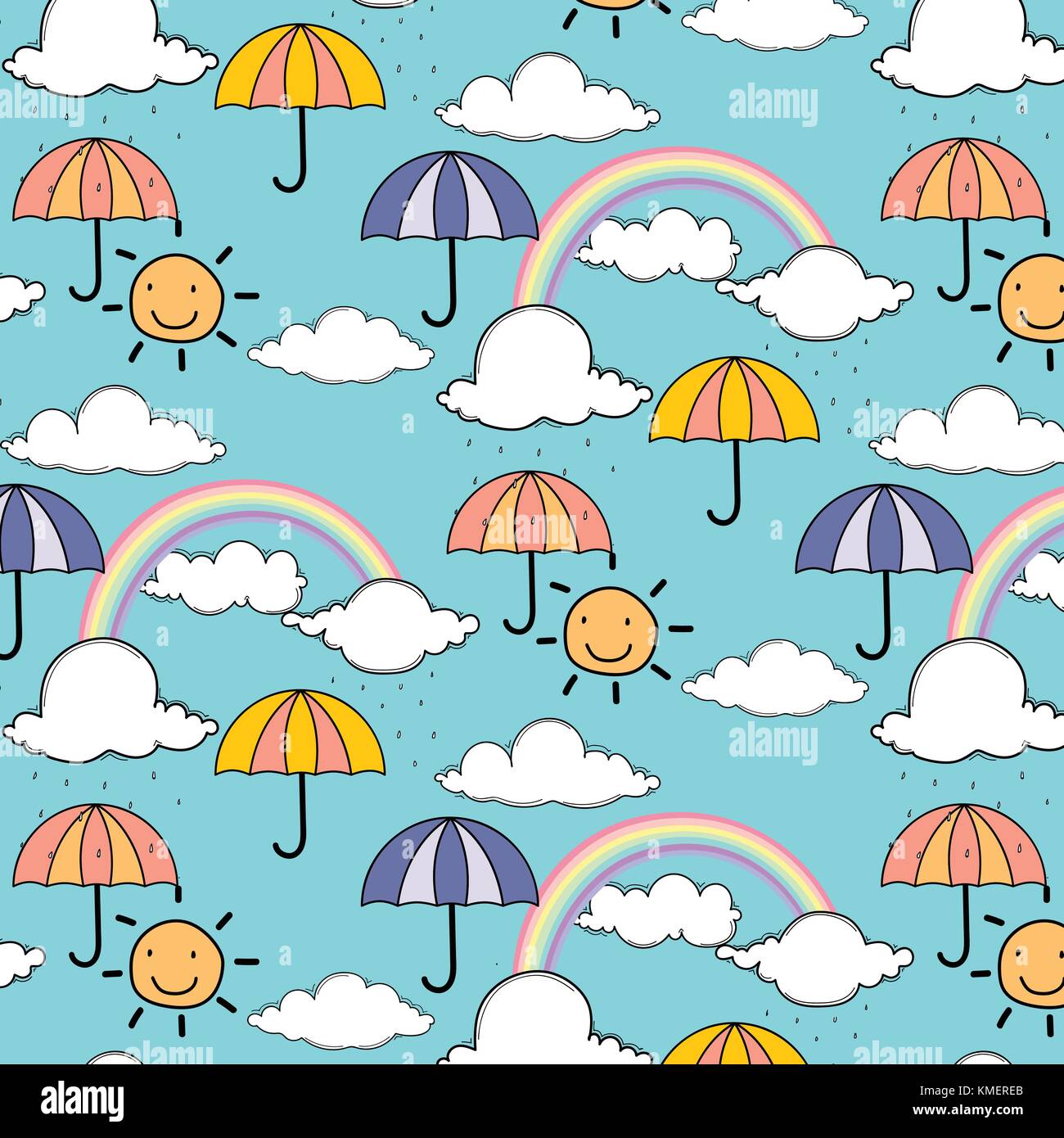Pattern with cute rainbow and umbrella Stock Vector Image & Art - Alamy