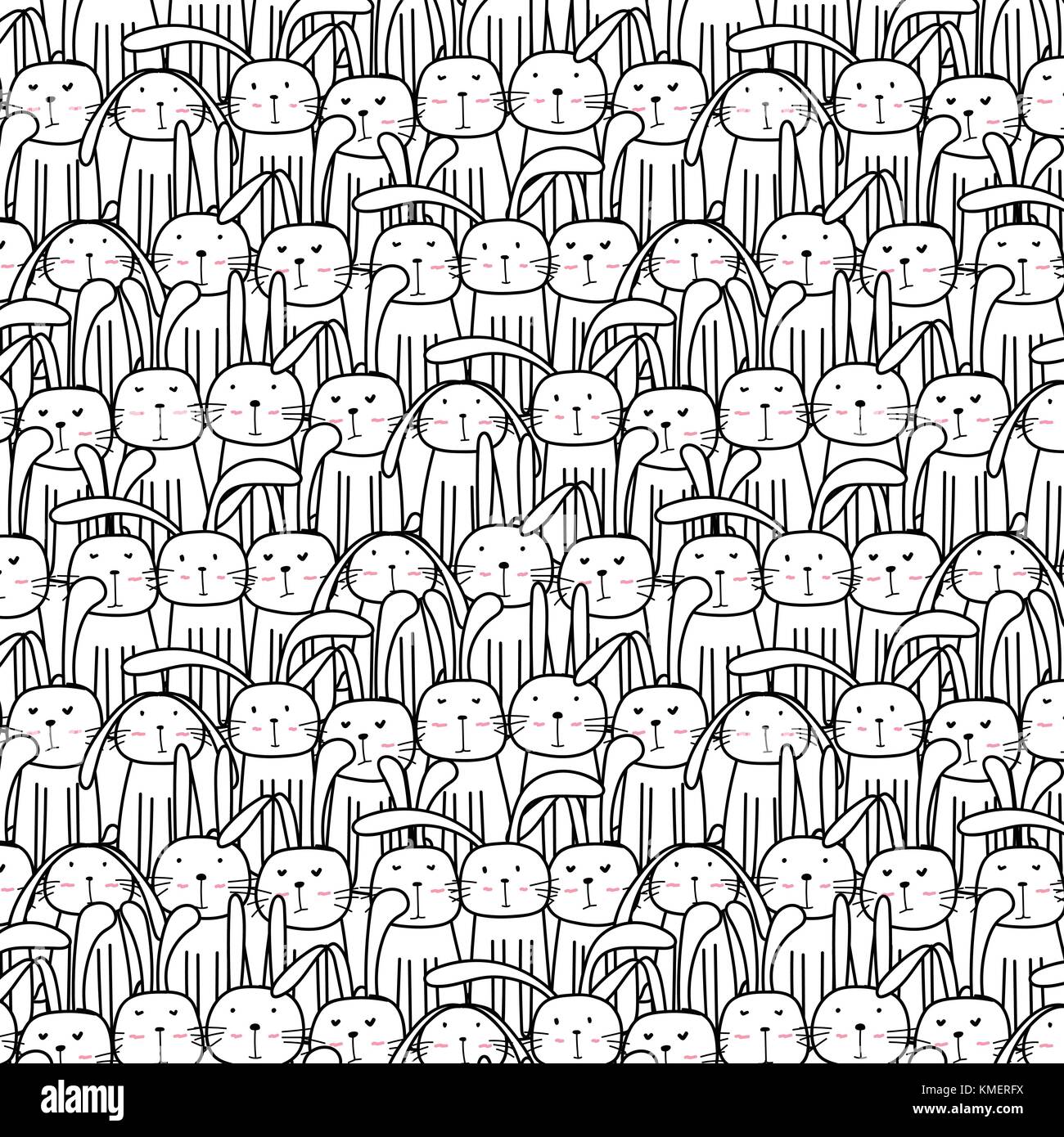 Pattern With Cute Bunnies. Vector Illustration Background Stock Vector ...