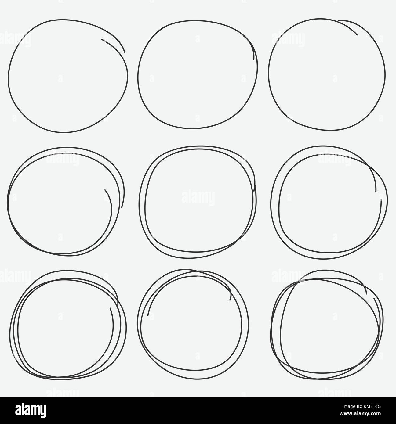 Set Of Hand Drawn Circle Elements, Hand Drawn Sketch Stock Vector Image ...