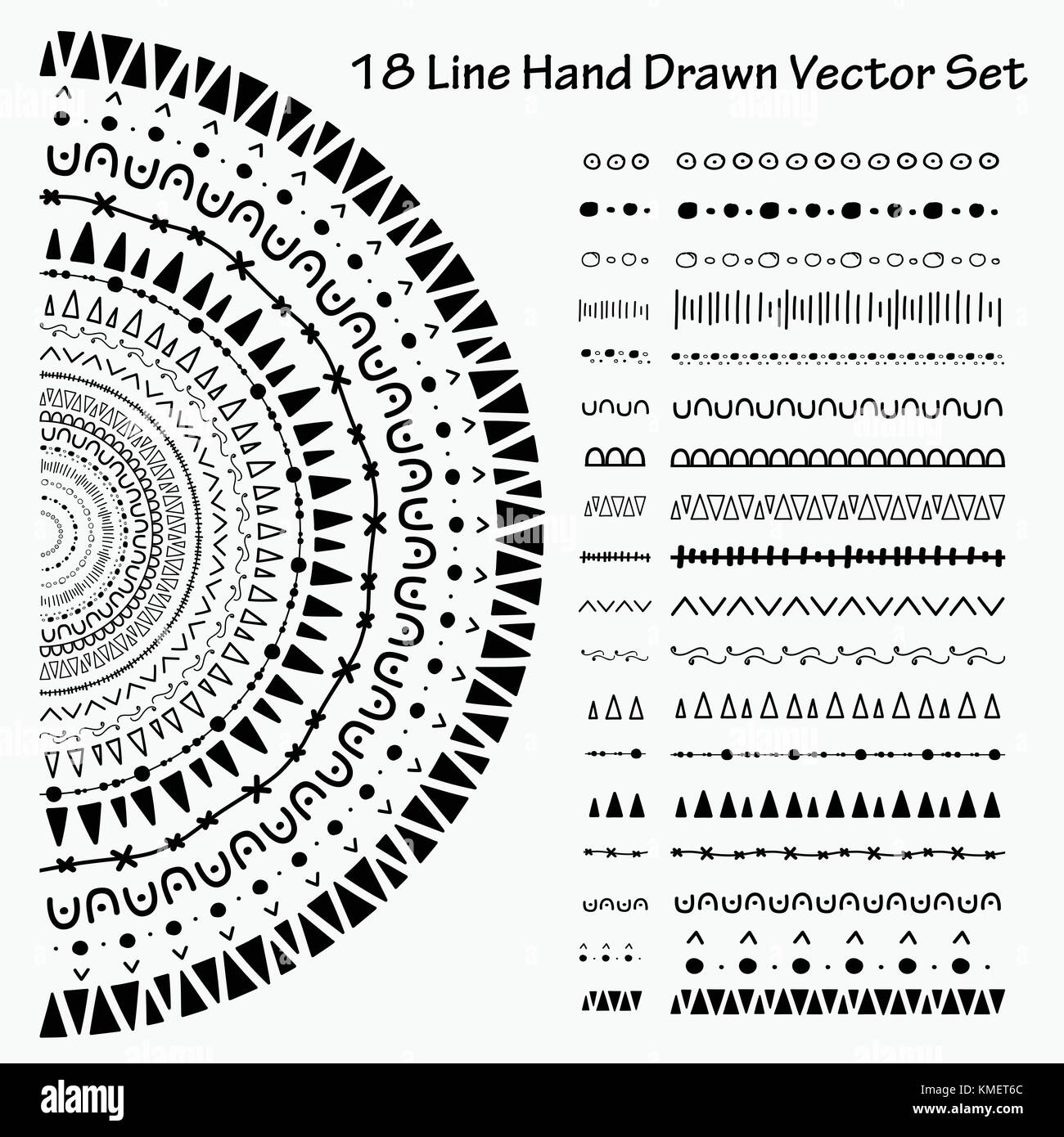 18 Line Hand Drawn Vector Set. Handmade Vector Illustration Stock ...