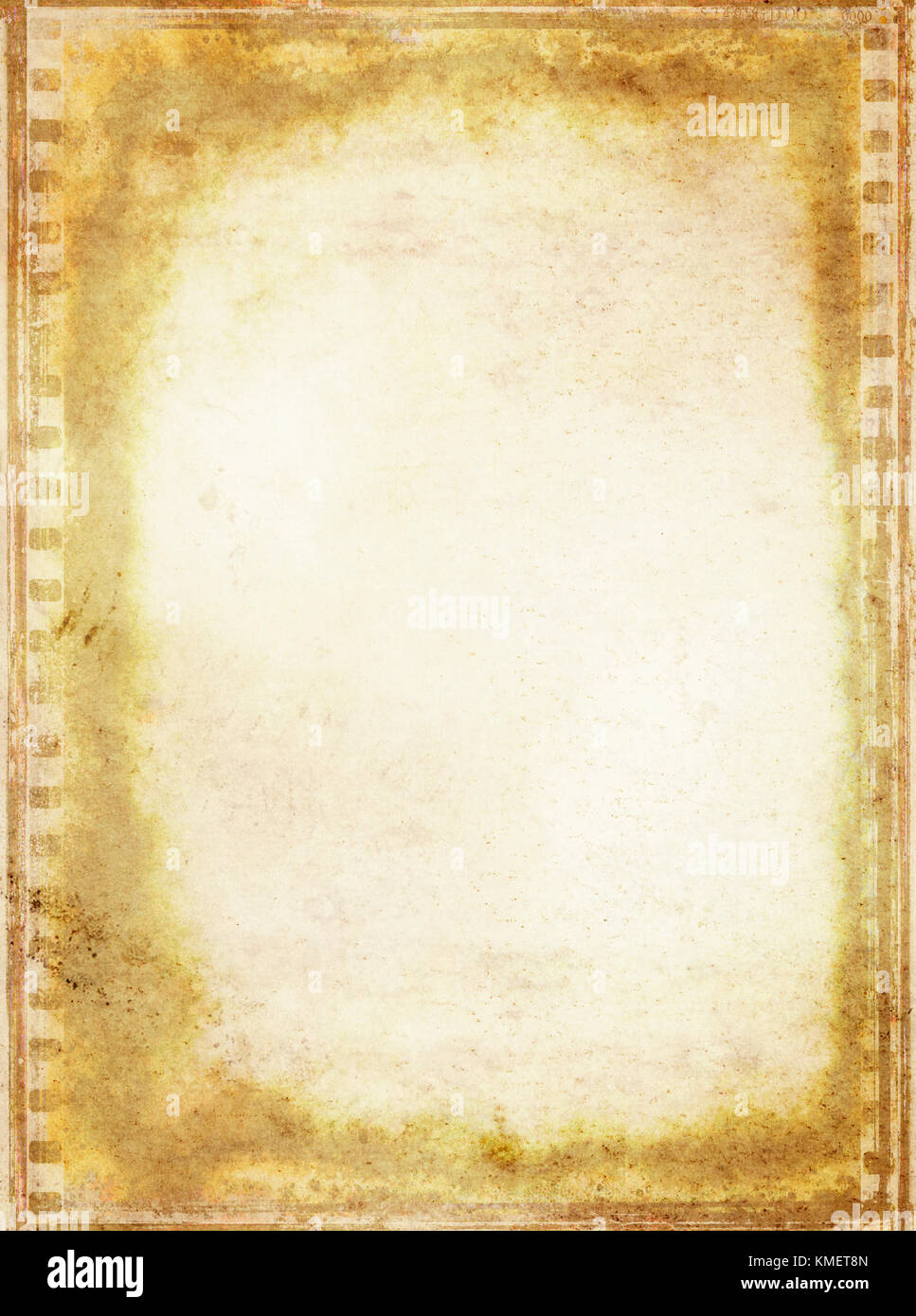 Grunge background with copy space. Old messy paper texture and old film frame. Stock Photo
