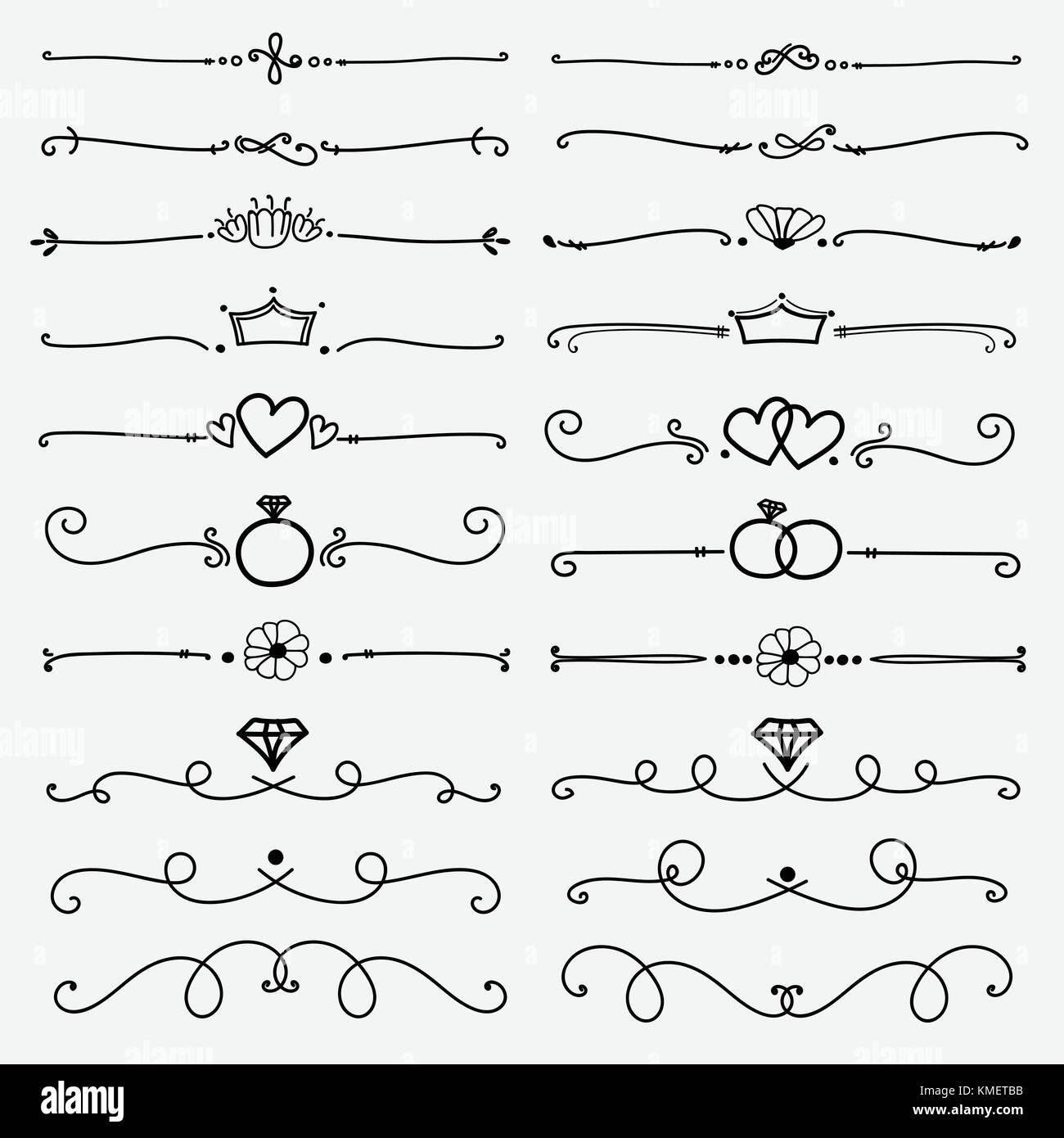 Set Of Decorative Calligraphic Elements For Decoration. Handmade Vector  Illustration Stock Vector Image & Art - Alamy