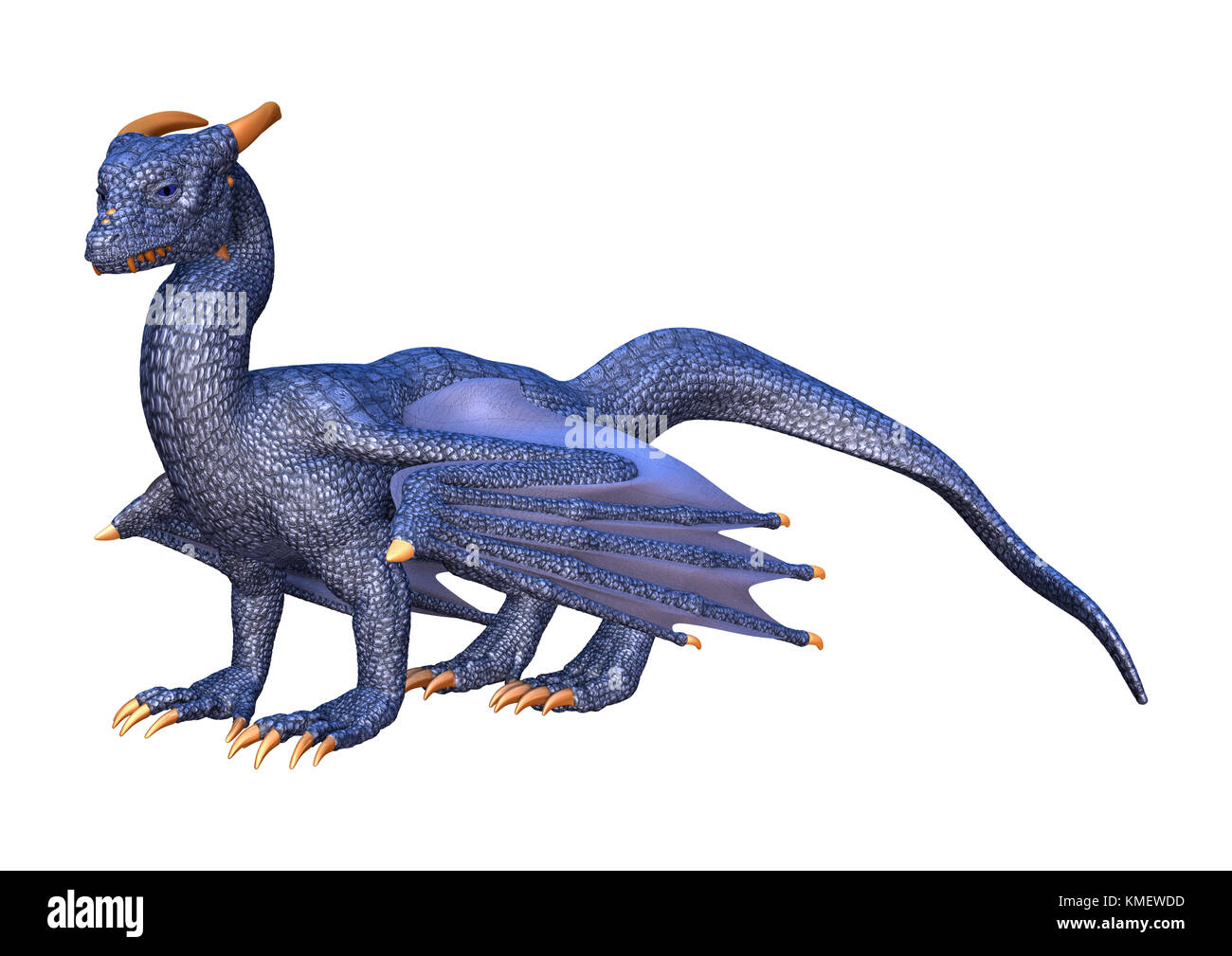 3D rendering of a blue fantasy dragon isolated on white background ...
