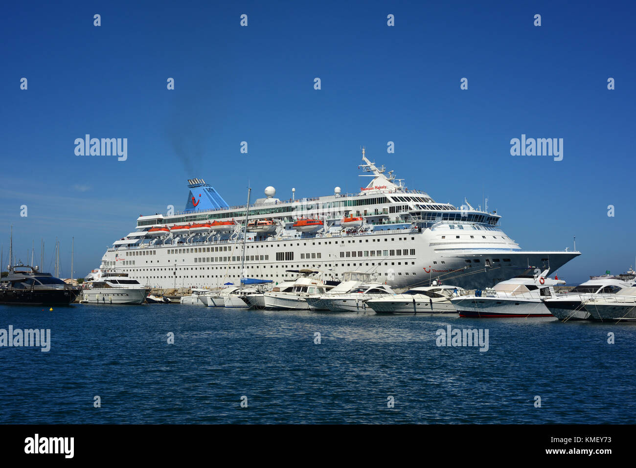 Cruise ship Thomson Majesty in the port of Propriano, Sicily, France Stock Photo