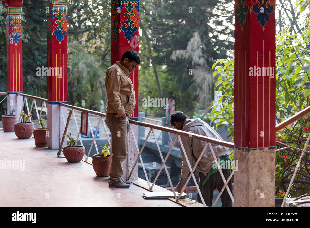 A man standing at Norbulingka Institute. Stock Photo